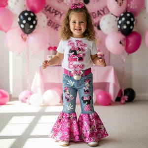 Aangepaste Bell Bottom-outfit voor peuters | Gepersonaliseerde set | Meisjeskleding 12 M - 4T