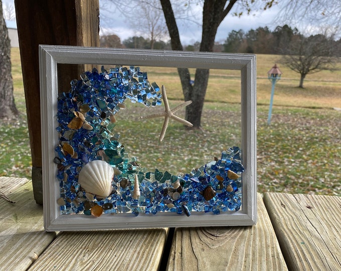 Wave Wall Art, Glass and Resin Wave, Blue Wave, Nursery Wall Art