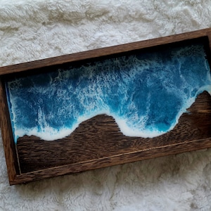 Resin Ocean Paulownia Wood Catchall Tray