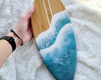 Surfboard Charcuterie/ Cutting Board 3D Ocean Resin Waves