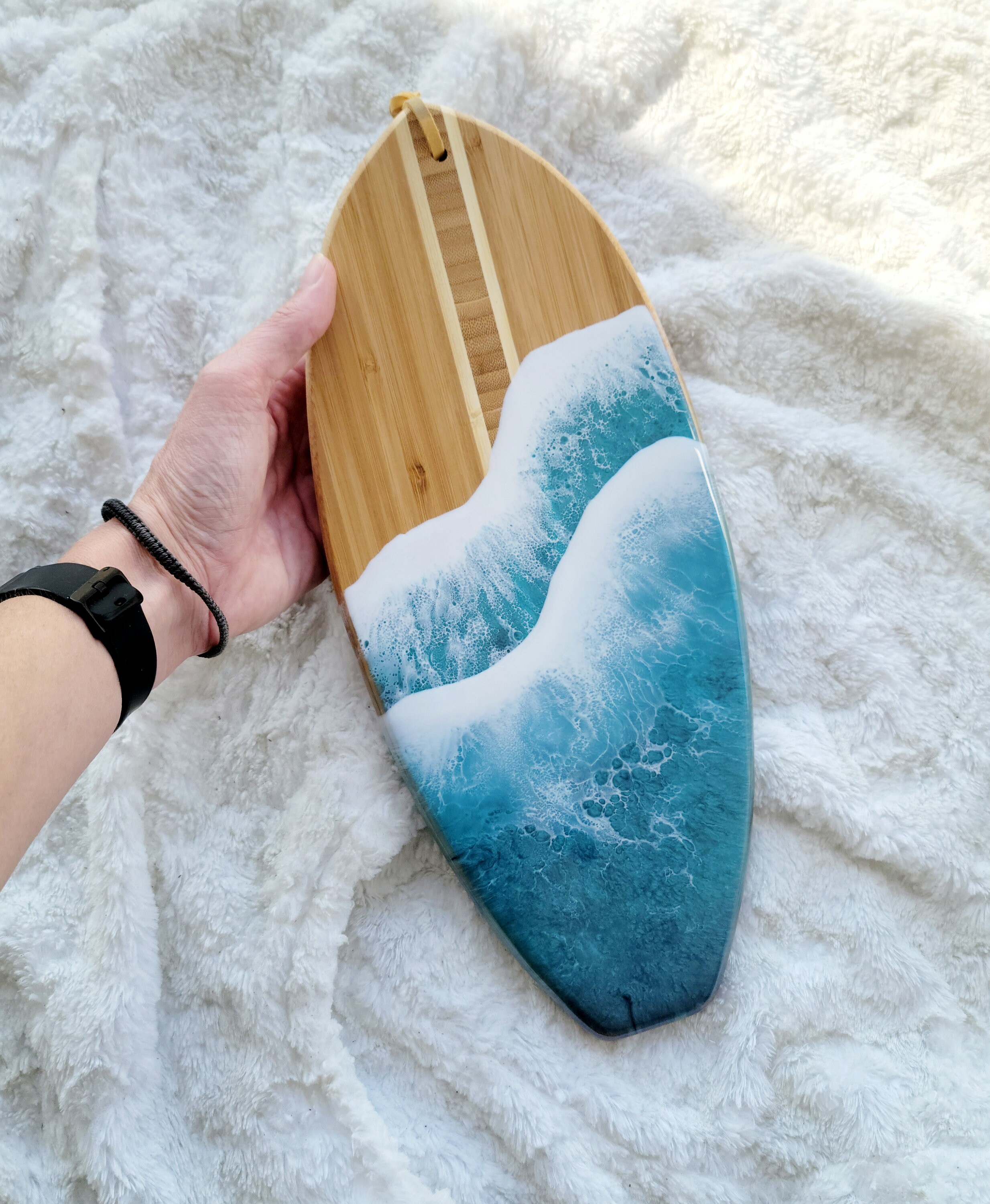 Surfboard Epoxy Resin Wave Bamboo Wood Cutting Cheese Board -  Israel