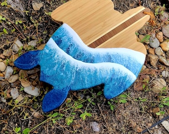 Sea Turtle Charcuterie/ Cutting Board 3D Ocean Resin Waves