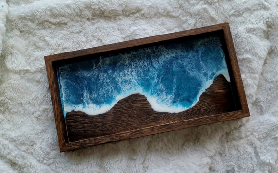Resin Ocean Paulownia Wood Catchall Tray