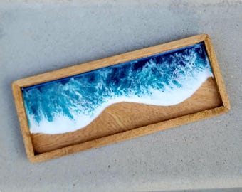 Resin Ocean Mango Wood Catchall Tray