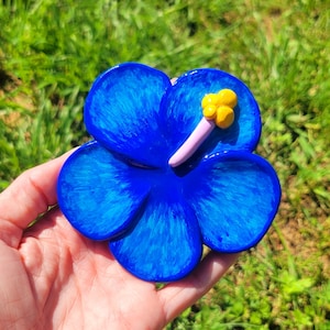 Tropical Blue Hibiscus Flower Polymer Clay Jewelry Dish/ Decorative Dish/ Housewarming Gift/ Birthday Gift READY TO SHIP!