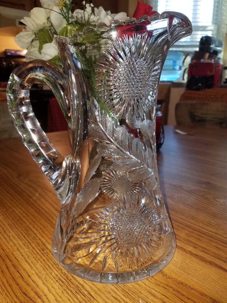 1920's Vintage Cut Lead Crystal Water Pitcher | Etsy