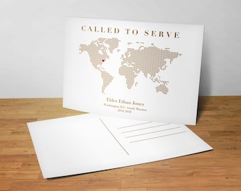 Custom Missionary Map Postcard- Missionary Stationary-Missionary Gift-Farewell Gift-Missionary Announcement