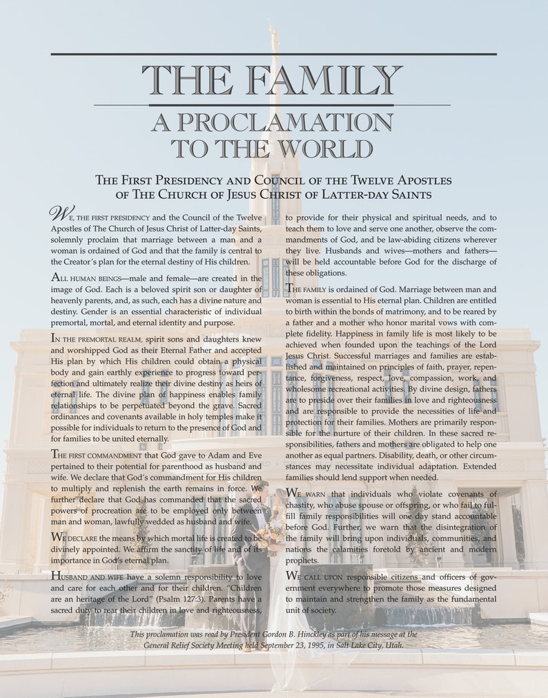 Family Proclamation Poster Proclamation to the World with Custom Family Photo LDS image 4