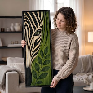 Half Face Zebra Art Print - Jungle Animal Portrait for Modern Safari Decor