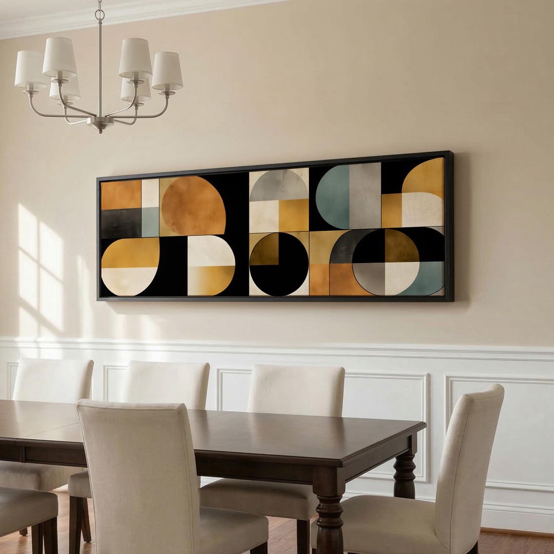 Mid Century Modern Retro Bauhaus Wall Art - Vintage Panoramic Abstract ...
