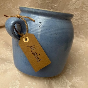 Sky Blue "MARiUS" CONFIT POT ANTiQUE French Salt Glazed STONEWARE Unusual Enamel Colour Grès EMAiLLE CountryFarm PREsERVE Jar Campagne CHiC