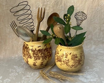 Petits pots de confiture en jaspé français antique / SET de petites pots de confit Campagne Chic COUNTRYFARM décoration d'étagère de cuisine 4,25" et 5" H