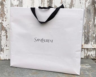 Vtg SAINT LAURENT BOX Elegant Storage PARiS Empty BoX + Paper Shopping Bag White Cardboard 4.25x12x25" or Gift Package ? Decorative  Project