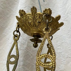 Antique French Arts & Crafts/Art Nouveau Ornemental Solid Brass Chandelier Hanging CHAINS + CEiLING CAP Architectural Salvage Spare Parts