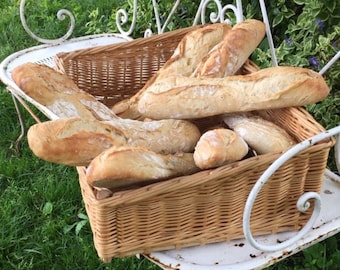 French BAKERY Wicker BASKET/Vtg BoULANGERiE/Shop for BAGuETTES & CROiSSANTS Traditional CoUNTRY CHiC Kitchen Viennoiseries Cakes BREAD PAiN