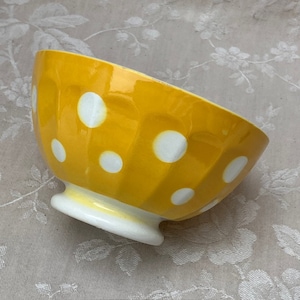 N3 - Vtg CAFE au LAIT SCHÜSSEL GELB POLKA DoT Dekor Sarreguemines COUNTRYFARM Küche CAMPAGNE CHiC Frühstückskaffee Kostenloser VERSAND !!!