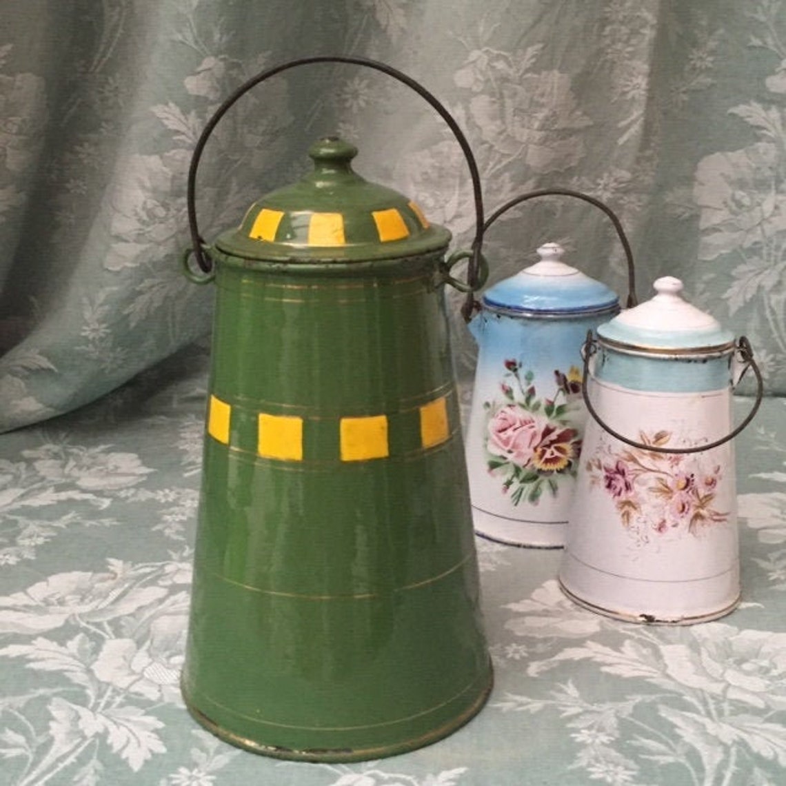 Antiguo francés COUNTRYFARM Verde oliva ESMALTE MILKPOT Color | Etsy