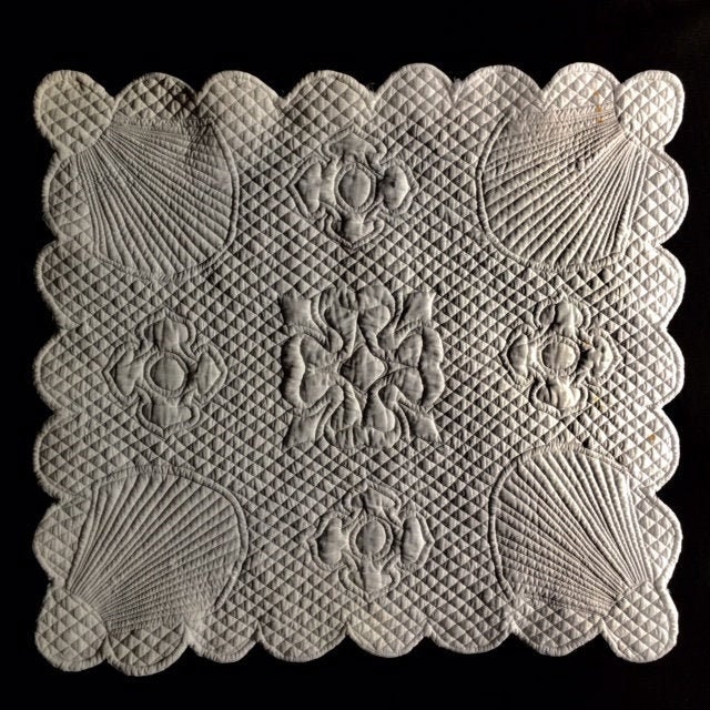 Old Vtg 1910 Français Provence Petassoun Whitework Baby Quilt Boutis Family Heirloom Provencal Tradi