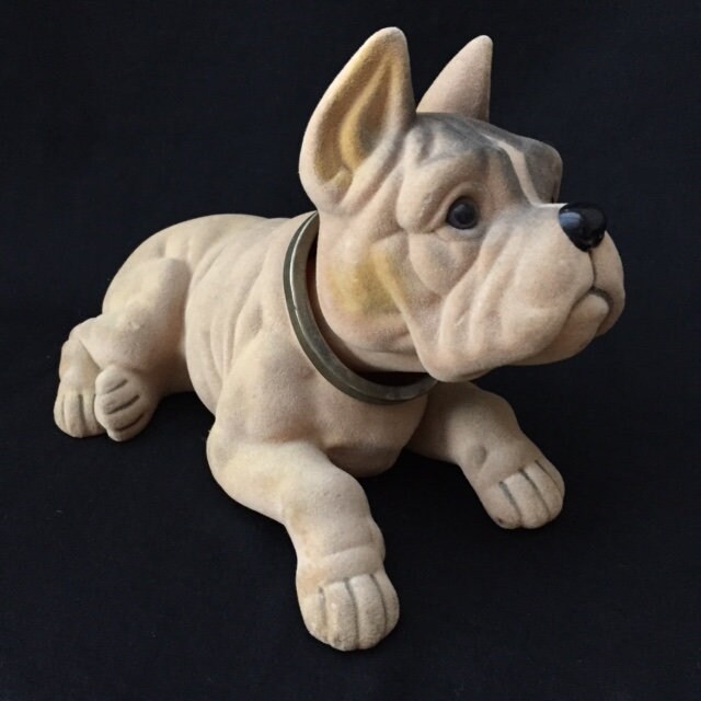 Adorable French Boxer ou Bully Vtg 1950 avec Swinging Head - Afficherait sur La Lunette Arrière de V