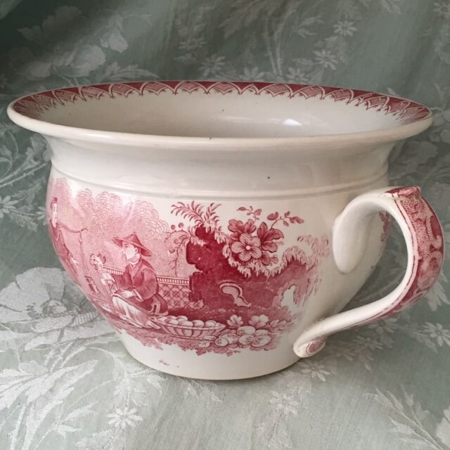 Charmant Rare Vieux Français Sarreguemines Rose Yeddo Ceramic Potty U & C 1875 Japonais Asiatique Dé