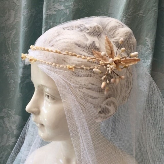 Vtg 1929 Antique French WEDDING Crown TIARA Brida… - image 1