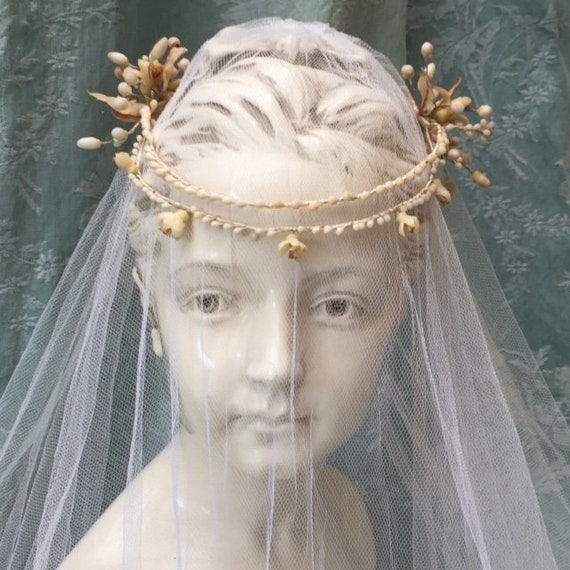Vtg 1929 Antique French WEDDING Crown TIARA Brida… - image 6