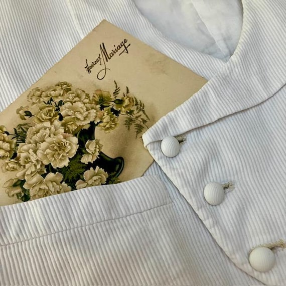 Antique 1910-20 Vtg French/edwardian GROOM VEST White Piqué