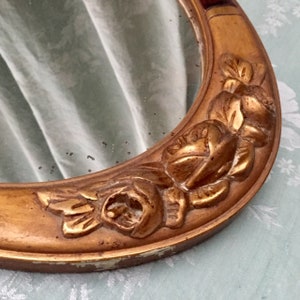 Superb Antique French ART DECo Oval MIRROR / Chic Mirrored SERViNG TRAY Gorgeous Raised RoSES Handles Tiger PAINTiNG and GiLT Gesso BOUDOiR