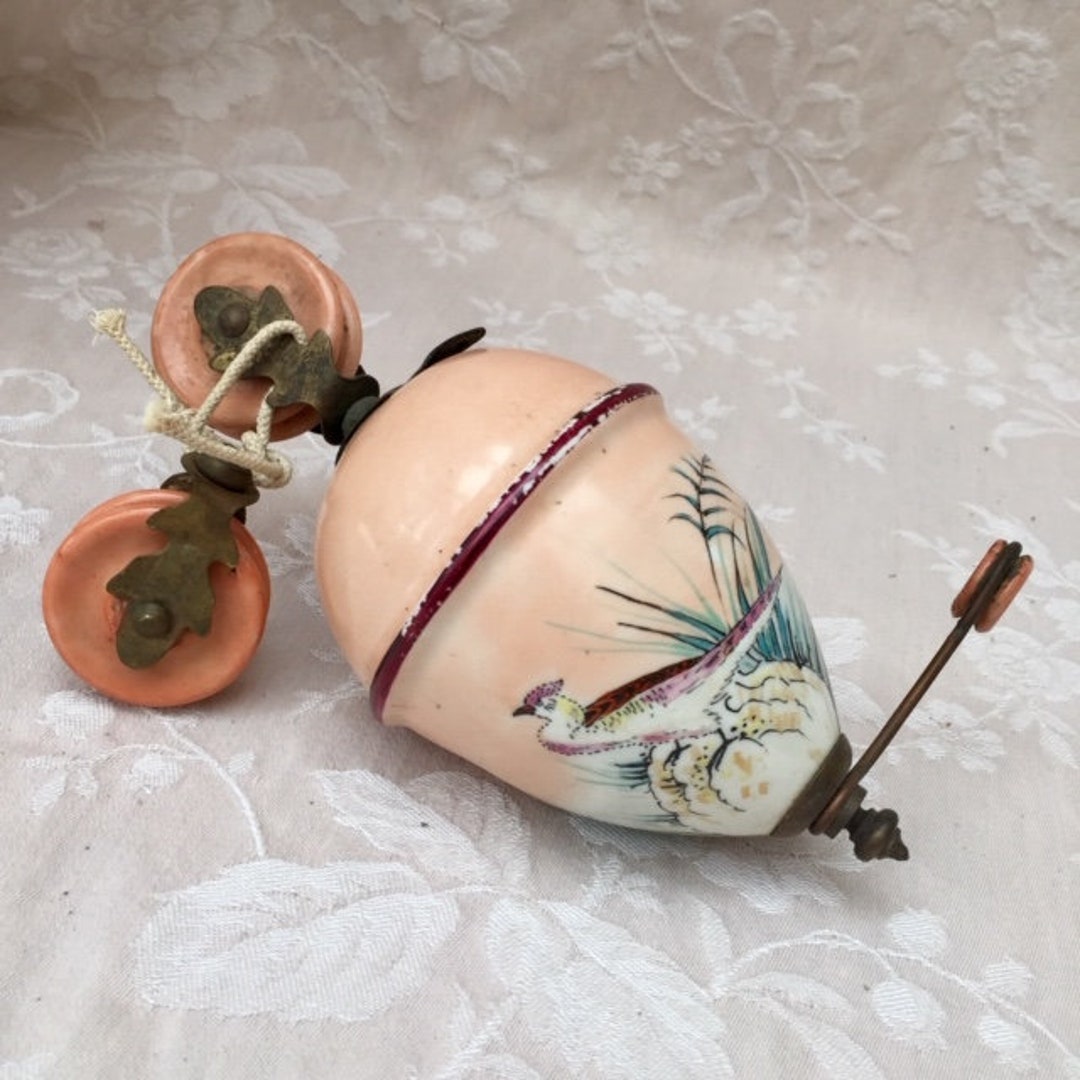 Unique Antique French Rise and Fall COUNTERWEIGHT Pink Ceramic Hd