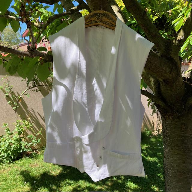Antique 1910-20 Vtg French/edwardian GROOM VEST White Piqué