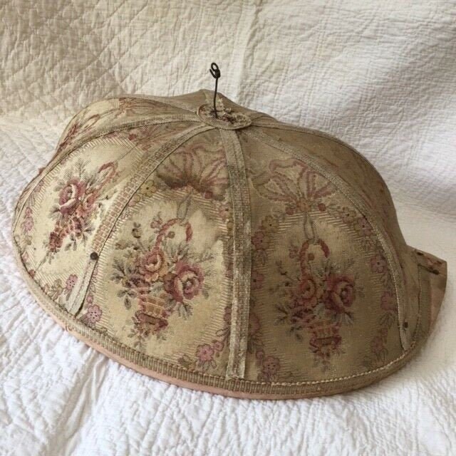 Fab Authentic Antique Français Bed Canopy Crown à La Polonaise Rose Basket Tapestry Shabby Chic Ciel