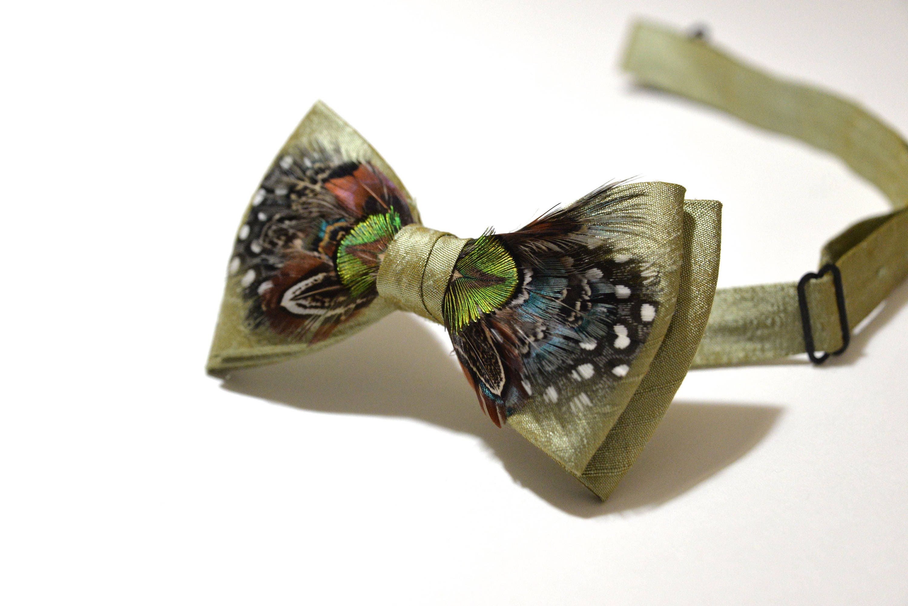 Mens Bow Tie Children Olive Green Bow Tie Genuine Feather Bow Etsy