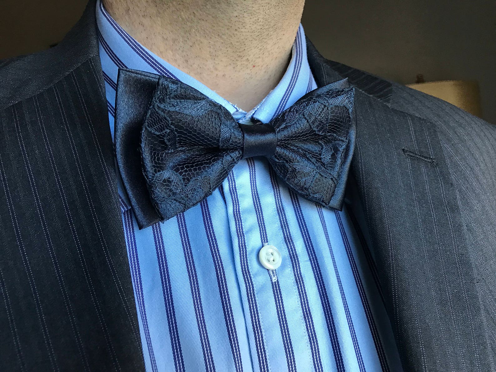 Mens Black and Black Bow Tie Bow Tie Black Wedding Bowtie Lace Etsy