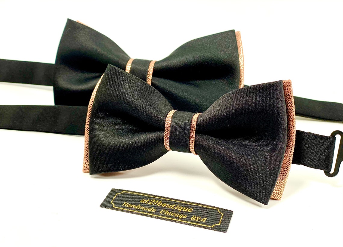 Black and Metallic Rose Gold Bow Tie. Our handmade Bow Ties Etsy