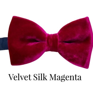 Magenta Velvet Bow Tie: Handmade Silk Blend, Pre-Tied