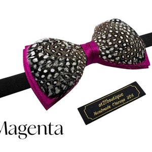 Mens Bow Tie Magenta Bow Tie Wedding Bow Tie Bow Tie for Men Gift for Men Genuine Feather Bow Tie Gift for Husband Magenta Silk Bow Tie