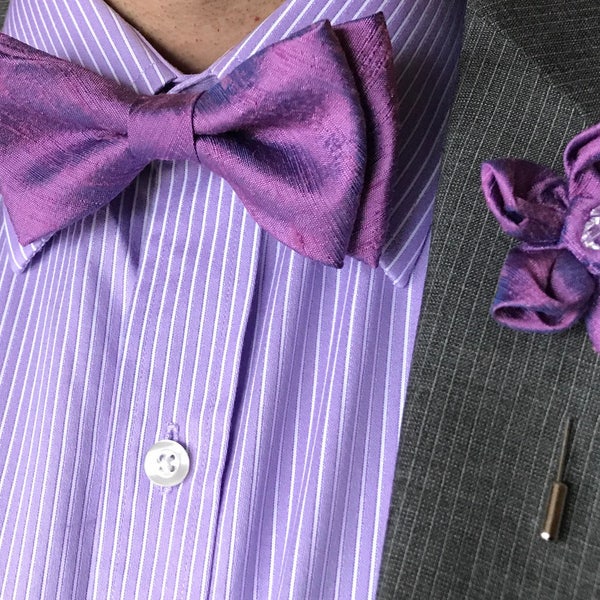 Set de boda Hombre Pajarita Púrpura Pajarita Pajarita Solapa Wedding Bow Tie Pajarita para Hombres Regalo para Hombres Conjuntos de boda Silk BowTie Lapel Wedd set Tie Bow