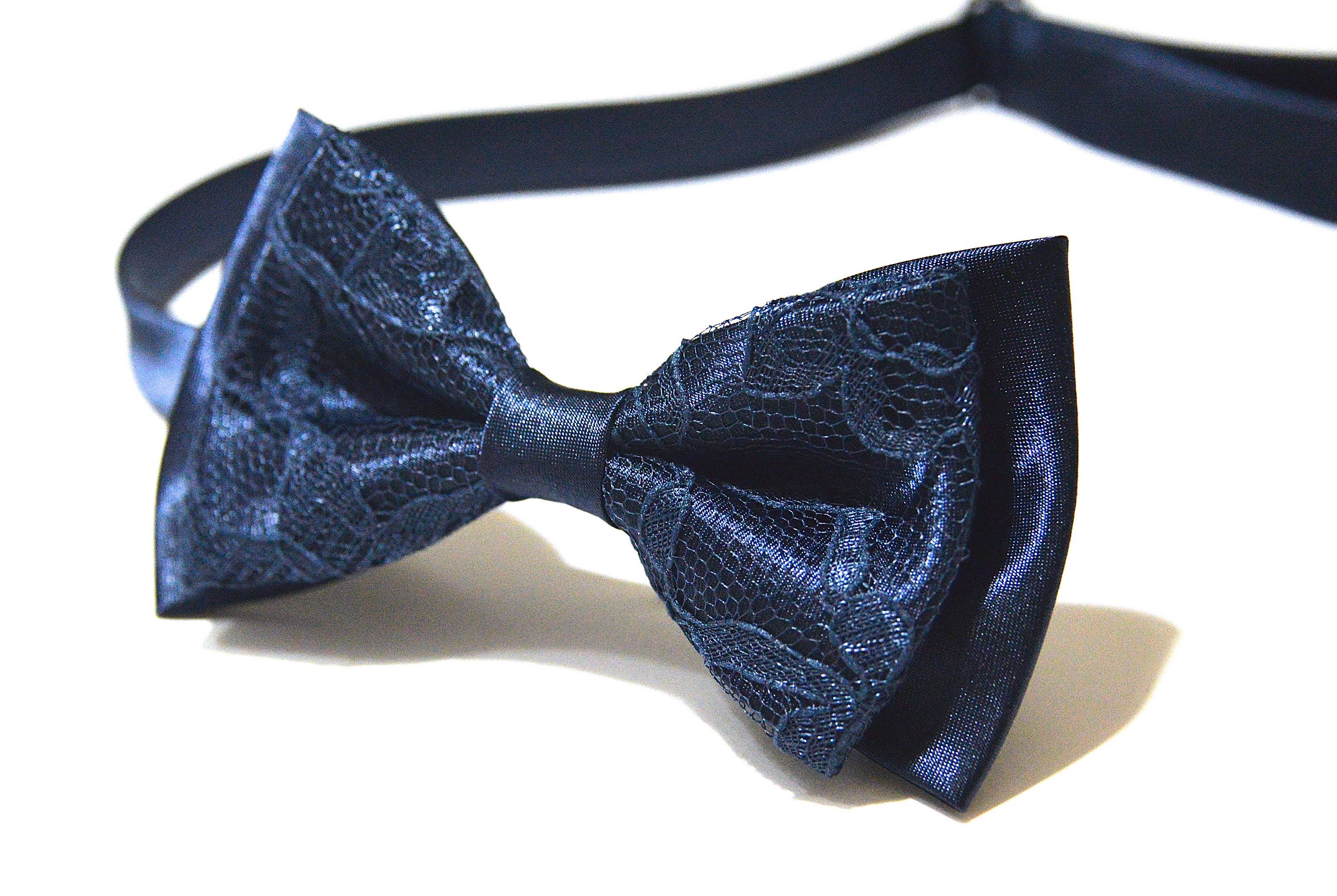 Mens Royal Blue and Black Lace Bow Tie Blue Bow Tie Wedding Etsy