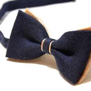 Navy Blue Cotton Bow Tie: Pre-Tied Wedding Bowtie