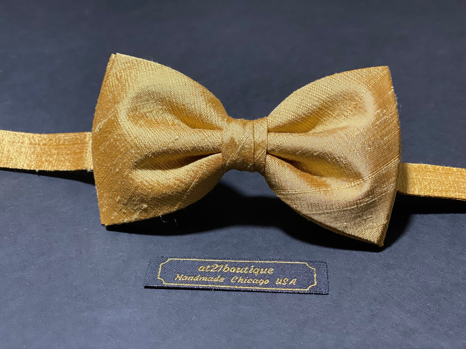 Bow Tie Gold Bow Tie Silk Gold Bow Tie Wedding Bow Tie Bow Tie | Etsy