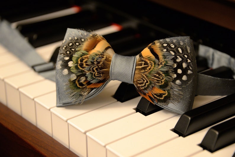 Mens Bow Tie Light Blue Bow Tie Genuine Feathered Bow Tie Etsy