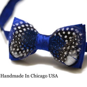 Royal Blue Bow Tie Mens Bow Tie With feathers Wedding Bow Tie BowTie for Men Gift Genuine Feather BowTie Feathered Royal Blue Bowtie Feather