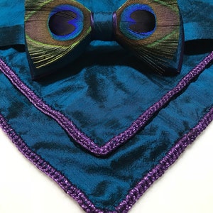 Silk Teal Pocket Square with lavender-purple thread Wedding accessories Available in different colors Purple, Black, Navy Blue, Red, Orange image 6