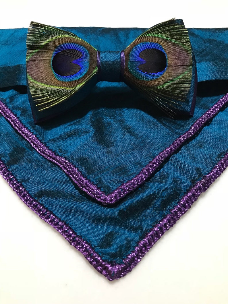 Silk Teal Pocket Square with lavender-purple thread Wedding accessories Available in different colors Purple, Black, Navy Blue, Red, Orange image 6