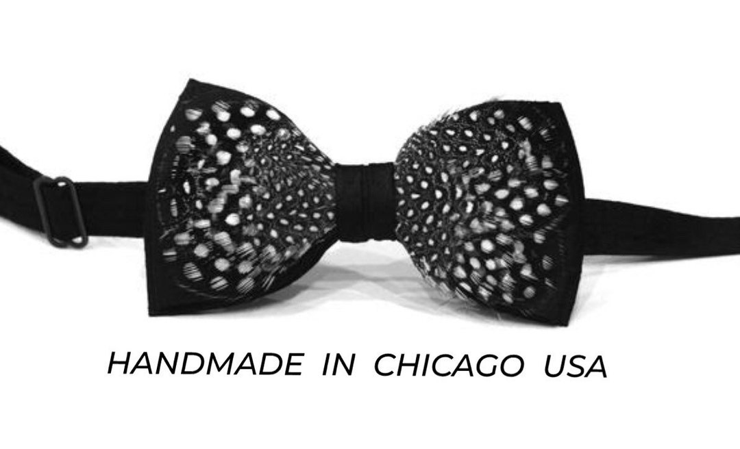 Black Feathered Mens Bow Tie Bow Tie Wedding Bow Tie Silk Bow Tie 100