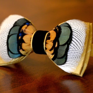 Gold Mens Feathered BowTie Children BowTie Wedding Bow Tie BowTie for Men Gift Genuine Feather BowTie Gift for Father groom outfit best gift