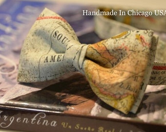 Map Bow Tie: Handmade Cotton BowTie for Men