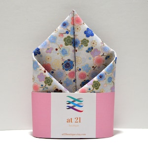 Creme Pocket Square Handmade Flower design Pocket Square Mens Pocket Square Wedding Groomsmen Pocket Square Gift For Men