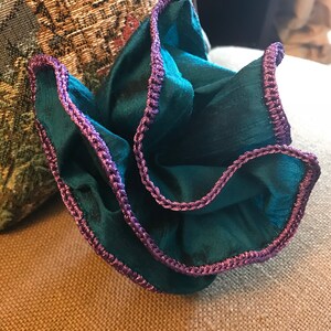 Silk Teal Pocket Square with lavender-purple thread Wedding accessories Available in different colors Purple, Black, Navy Blue, Red, Orange image 5
