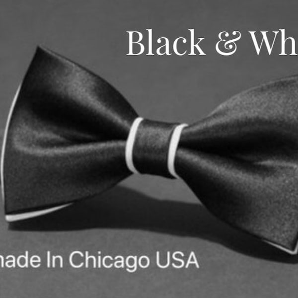 Black & White Mens Bow Tie Exclusive Black Tie best for Wedding Groomsmen Groom Gift Our Handmade Tie Bows in different colors available
